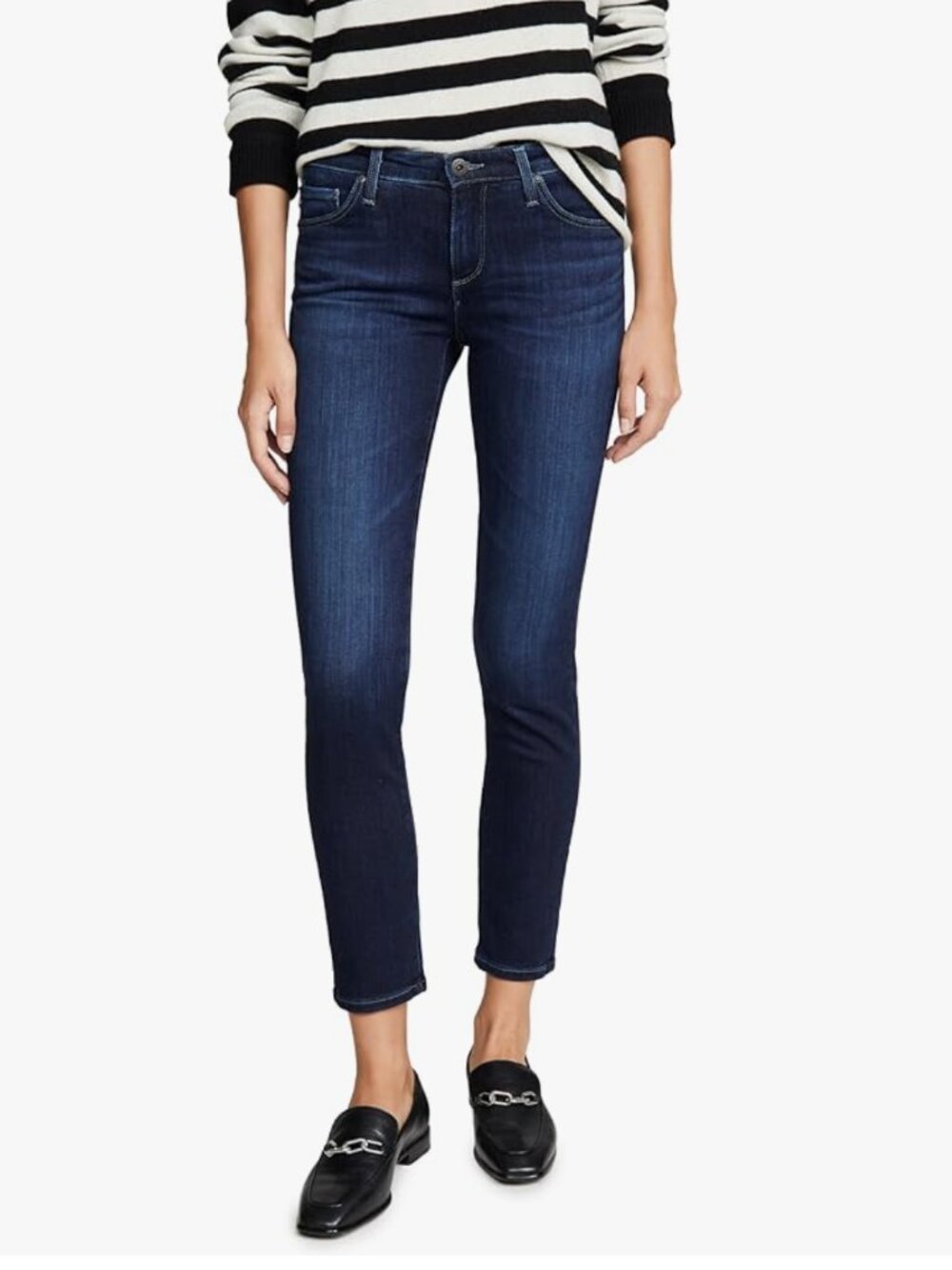 Sleek! AG Adriano Goldschmied “The Prima” Mid-Rise Cigarette Jeans — Dark Wash (
